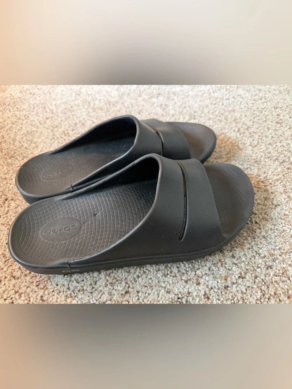 OOFOS Ooahh Mens Size 11 Women’s 13 Sport Slides Black Comfort Shoes Sandals